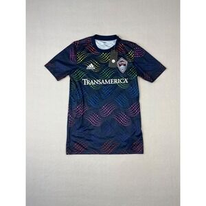 Colorado Rapids Soccer Jersey Adult XS Blue Pride Pre Match Adidas MLS